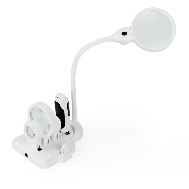 Zvětšovací lupa s osvětlením Levenhuk Zeno Multi ML15- white - 2x; 5x; 16x (90mm/75mm/37mm)